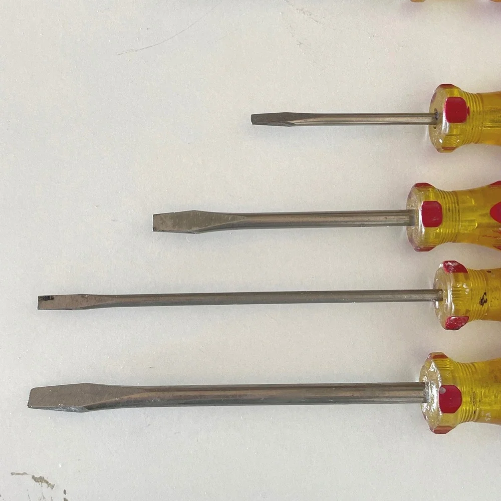 Stanley USA Vintage Screwdriver Set 6pc Amber Red Fluted Handle Flat & Phillips - Picture 4 of 7